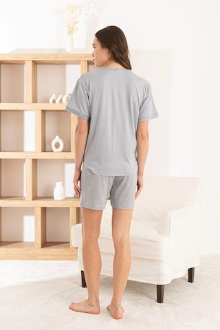 Pijamoni Kadın Milan Kumaş Şortlu Gri Pijama Takımı Gri