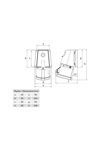 Bemis 3x32A 90 Derece Eğik Duvar Prizi Ip 44 220 Volt Bc1-3403-25