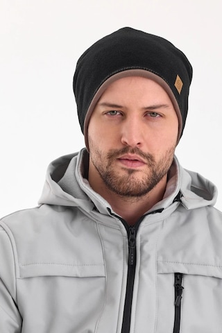 Erkek Siyah Polar Dış, Kahve Pamuklu Iç Kısım, Çift Renk Çift Katmanlı Katlanabilir Yumuşak Bere - Standart / Siyah-kahverengi Siyah-kahverengi