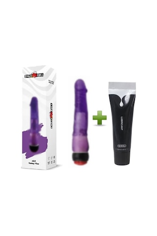 Truva Shop Crazy Bull Titreşimli 18 Cm Mor Jel Süper Vibratör + Kaydırıcı