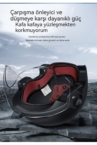 Geeksen Ev Ve Motosiklet Kullanımı İçin Çok Amaçlı Siyah Beyaz Vizörlü Kask