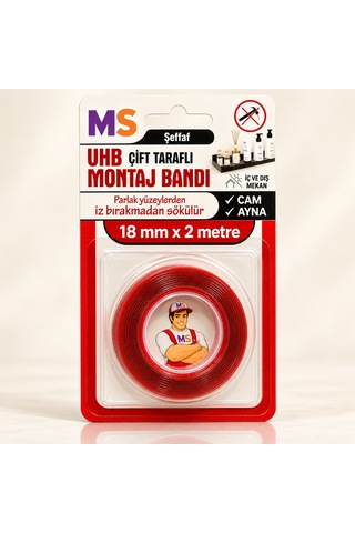 Vhb Çift Taraflı Şeffaf Ultra Güçlü 18 Mm X 2 Metre Bandı Bantları Metal Araç Plastik Bantı Diğer