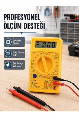 Dijital Multimetre Ölçü Aleti Ac Dc Ölçüm Ve Lcd Ekranlı Yeni Nesil Aklby-bsva58 Standart