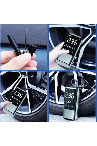 Symbee Kompakt Kablosuz Araç Pompa, Akıllı Otomatik Kesme, Sayısal Göstergeli, Bisiklet Motosiklet Toplar İçin, Fenerli, 30l/dak