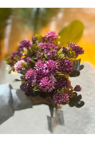 Yapay Mini Krizantem Çiçeği, Pembe, 10-15 Cm, Vazo Çiçeği Diğer