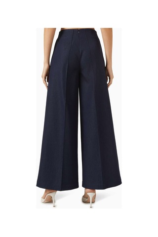 Eegen Studio Yüksek Kalite Kore Twill İle Tasarlanmış Glory Geniş Paça Pantolon Mavi