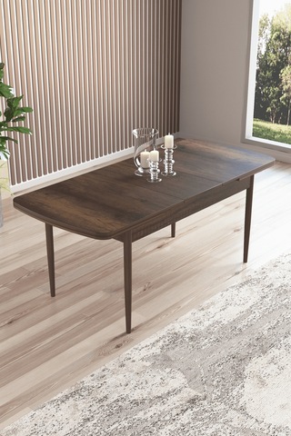 Eylül Serisi 80x132 Açılabilir Suntalam Metal Ayak Barok Ahşap Desen Mutfak Masası,yemek Masası Barok Ahşap Desen