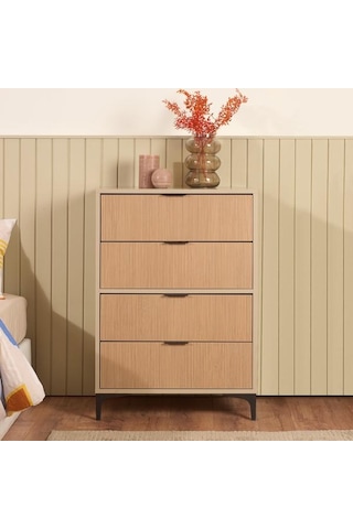 Just Home Prestige 4 Çekmeceli Şifonyer - Vizon / Yunus - 70 Cm Vizon / Yunus