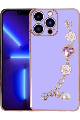 Apple Uyumlu iPhone 13 Pro Max Kılıf El Tutamaçlı Kamera Korumalı Zore Taka Silikon Kapak Mor