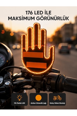 El Hareketiyle Kontrol Edilen 176 Led Amber Güvenlik Lambası - 15000