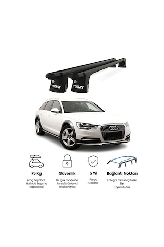 Trio-ı Audi A6 Allroad 2012 Ve Sonrası Uyumlu Siyah Kilitli Ara Atkı 120cm Port Bagaj Tavan Barı