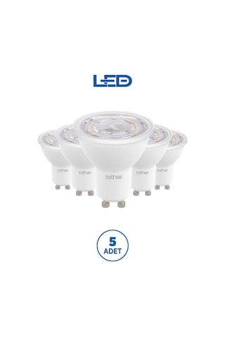 Rtl11121-5 Rother Gu10 Led Spot Ampul 6w 540 Lümen 3000k Sarı Işık Enerji Tasarruflu Ampul 5 Adet