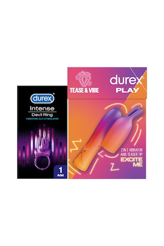 Durex 2'si 1 Arada Vibratör Ve Uyarıcı Başlık +Durex Intense Devil Ring Titreşimli Halka