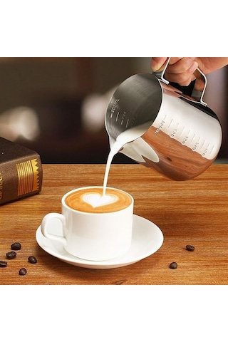 Paslanmaz Çelik Sütlük - Barista Süt Isıtıcı & Köpürtücü Latte Art Pitcher Küçük & Büyük Boy Seçenekli, Ocak Üstü Çelik Süt Potu 550 Ml