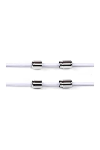 Ayarlanabilir 1 Çift Beyaz Vidalı Kapsül Uçlu Yuvarlak Lastik Pratik Bağcık Beyaz