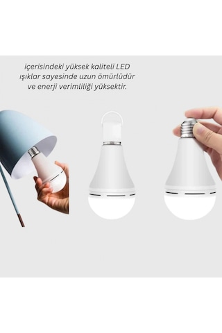 Acil Durumlar İçin Şarjlı Led Ampul 6400k Soğuk Beyaz 30 Watt Yeni Nesil
