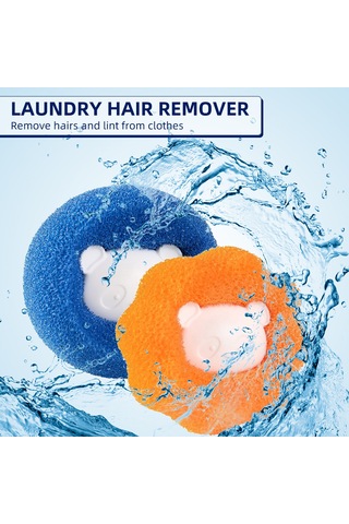 Yunboo Ev İçi Kumaş Temizleyici Topları - Tüy Ve Kumaş Kirlerini Kaldırır, Giyimleri Korumak İçin Yeniden Kullanılabilir 6 Adet Paket Mavi - Turuncu