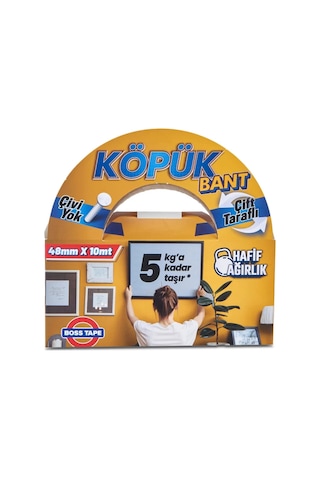 Boss Tape 2749 Çift Taraflı Köpük Bant 48mmx10m Hafif Ağırlık 5kg