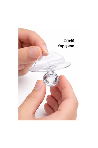 Yapışkanlı Dolap Kulpu 12 Adet Kristal Çekmece Tutacağı Mobilya Kapak Kulpu Pratik Montaj 1