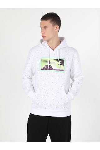 Colin's Colins Regular Fit Kapüşonlu Baskılı Beyaz Erkek Sweatshirt Cl1060038 Beyaz