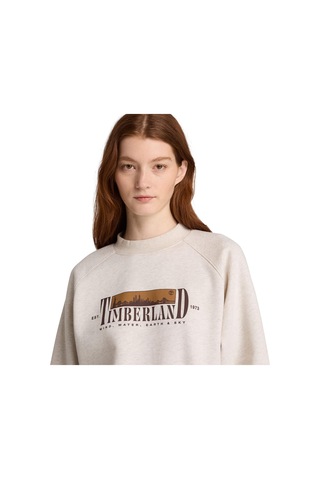 Bc0yh5d5461-r Timberland Brushed Back Chest Graphic Crew Sweatshi Kadın Sweatshirt Bej Bc0yh5d5461-r