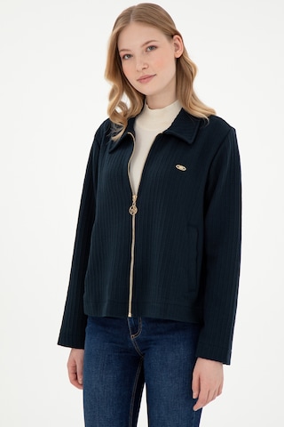 U.S. Polo Assn. Kadın Lacivert Fermuarlı Polo Yaka Sweatshirt 50295811-VR033