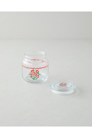 English Home Bright Parade Cam Kavanoz 500 Ml Kırmızı - Beyaz Kırmızı - Beyaz