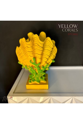 El Yapımı Sarı Mercan Resifi Heykeli Eşsiz Ev Dekoru - Mükemel