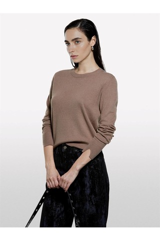 Sisley Kaşmir Karışımlı Regular Fit Kazak Kadın Kahverengi Kazak - 325a102hm100f