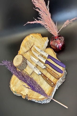 Sürmene Sürlaz Ultra Keskin Sebze Meyve Bıçak Takımı Kahverengi - Mor