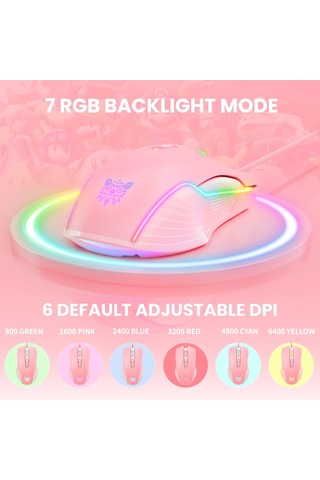 Onıkuma Cw905 Rgb Aydınlatma Kablolu Fare Pembe Diğer