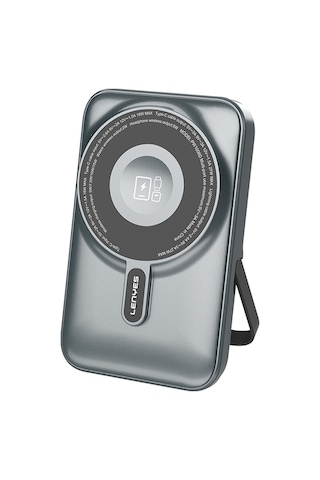 Lenyes Pw1006d Dijital Led Ekranlı Standlı Wireless Powerbank 15w 10000mah Gri