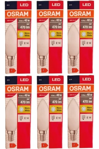 Osram Led Value 4,9W Sarı Işık E-14 470lm Ampul 6 lı Paket