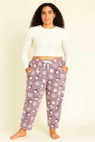 Kadın 401 Büyük Beden Cepli Polar Tek Alt Lila Mor