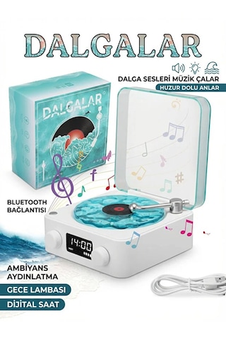 Waves Nostalji Plak Çalar Bluetooth Subwoofer 3d Ses Dalgası Retro Müzik Plak Çalar 1 Adet