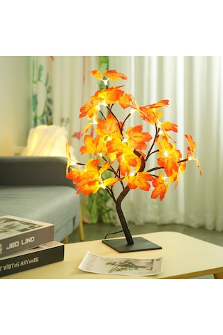 Youtek Usb G4 Isıtıcı Beyaz Işıklı Plastik Kırmızı-siyah Demir Sanatı Akşam Lambası, Noel Dekorasyonu 24 Ledli Ev İçi Manzaralı Ağaç Lambası Sıcak Beyaz