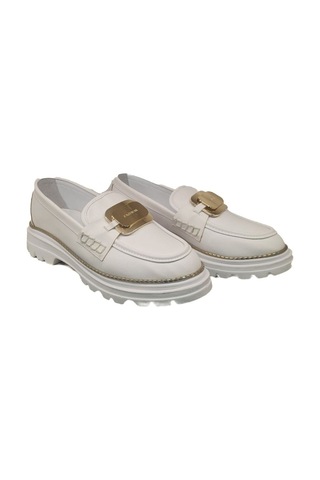 Ventes Demir Aksesuarlı Kadın Loafer Ayakkabı 989515-28z Beyaz