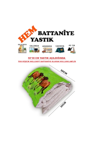 At Desen Baskılı Tv Battaniyeli Opsiyonel Dekoratif Hediye Yastık Battaniye 2in1 Gifts Çok Renkli