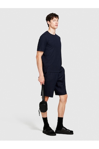 Keten Karışımlı Normal Kesim Bisiklet Yaka T-shirt Erkek Lacivert T-shirt - 324p3ıycs103t Lacivert