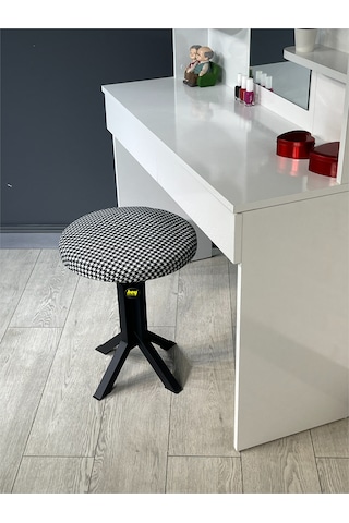 Tabure Kazayağı Kumaş Puf Makyaj Masası Sandalyesi Metal Sandalye