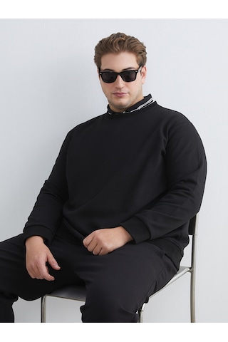 Lcw Vision Siyah Bisiklet Yaka Erkek Kalın Sweatshirt