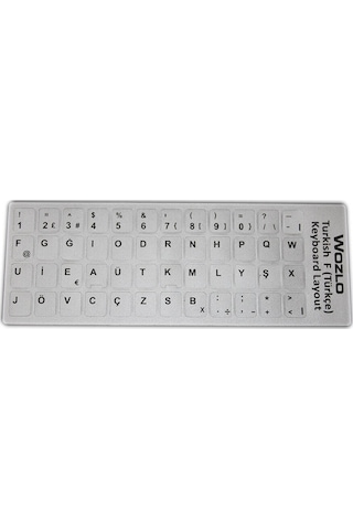 Laptoplar Için Türkçe F Klavye Sticker - Klavye Etiketi - Gri