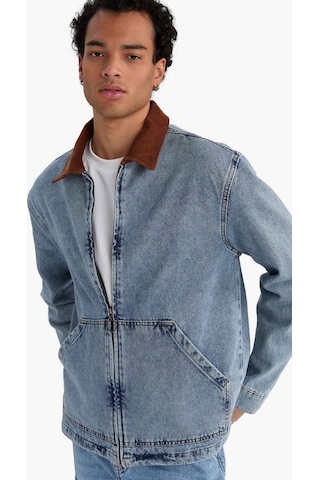 Defacto Relax Fit Kontrast Yaka Düğmeli Denim Ceket F8308ax25aunm39 Mavi
