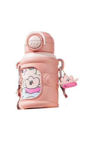 Jian Fan Sevimliçiftçi Hasır Fincan Derme Önlici Termos Fincan - Pembe Pembe