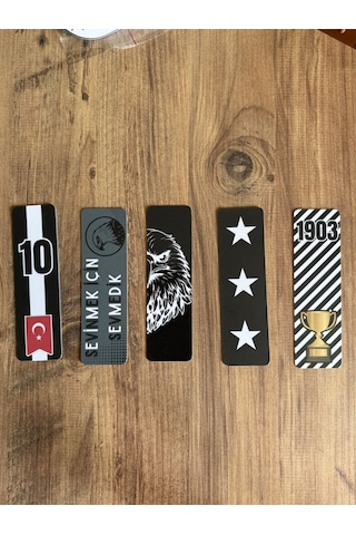 5 Adet Taraftar Kitap Ayracı - Siyah Beyaz 15 Cm