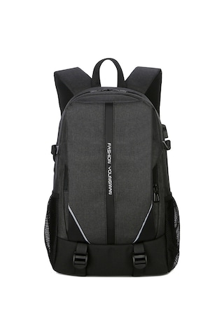 Padalink Erkek İş Seyahat Usb Şarjlı Çok Bölmeli Organize Nylon Sırt Çantası Siyah Siyah