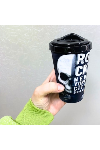 BUFFER® 3D Efektli Kapaklı Kahve Bardağı, Taşınabilir Pratik İçec