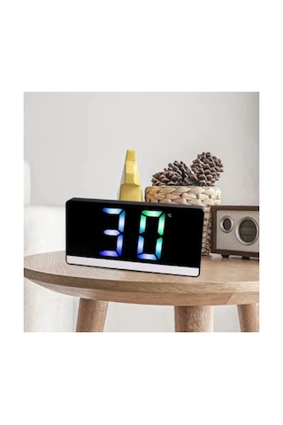 Sr2205 Rgb Rakamlı Dijital Masa Saati Titreşim Sensörlü Alarm/takvim/termometre/çalar Saat 07 Beyaz