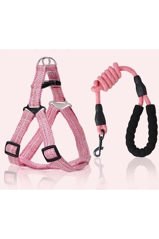 Gigi Panda Köpek Tasması Çok Büyük Boy Köpek Tasması Göğüs Kemerli Pembe XL 1.2 CM Pembe