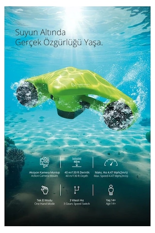 Triathlon T-249 Elektrikli Deniz Scooter 1200w Çift Motor Yeşil